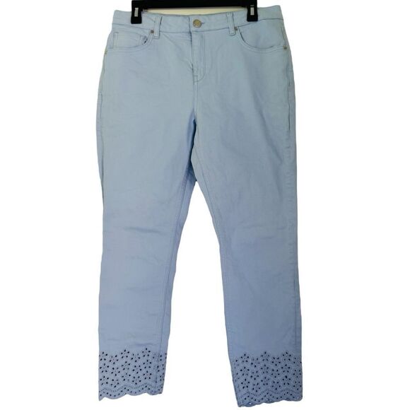 Ted Baker Nellsi Slim-Leg Embroidered-Hem Jeans in Light Blue Size 32 - Picture 2 of 8